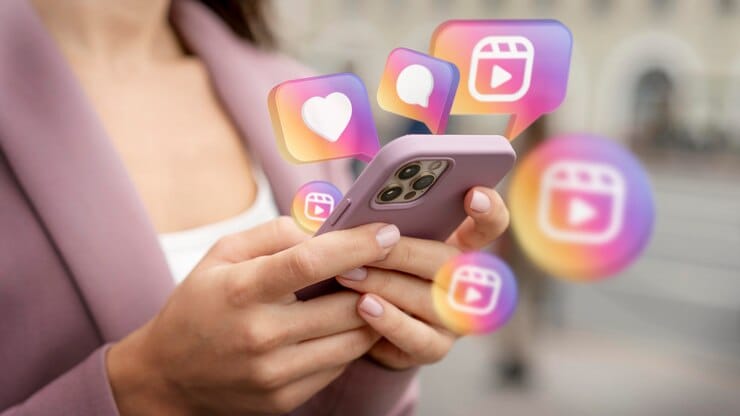 Close-up of a smartphone showing Instagram Reels, highlighting the shift from hashtags to new features for engagement.