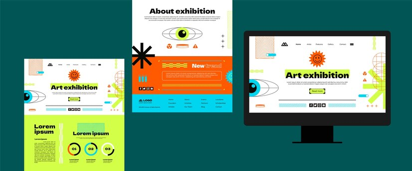 A creative website layout for an art exhibition, demonstrating innovative web design elements
