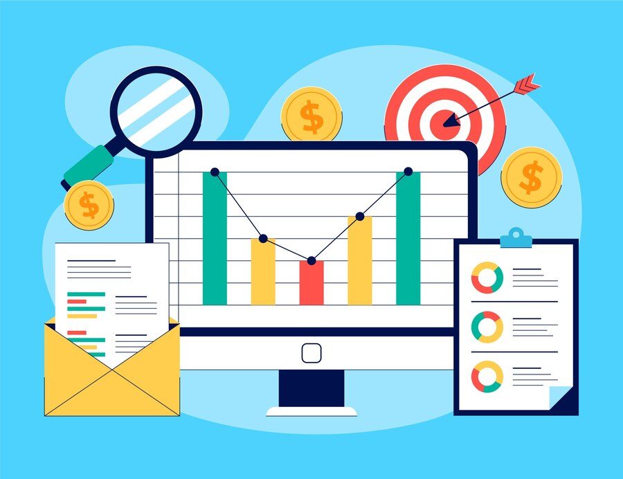 Digital performance metrics illustration for optimizing CPC in Google Ads campaigns.