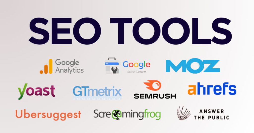 Top SEO tools including Google Analytics, SEMrush, Ahrefs, Moz, Screaming Frog, and more for effective optimization.
