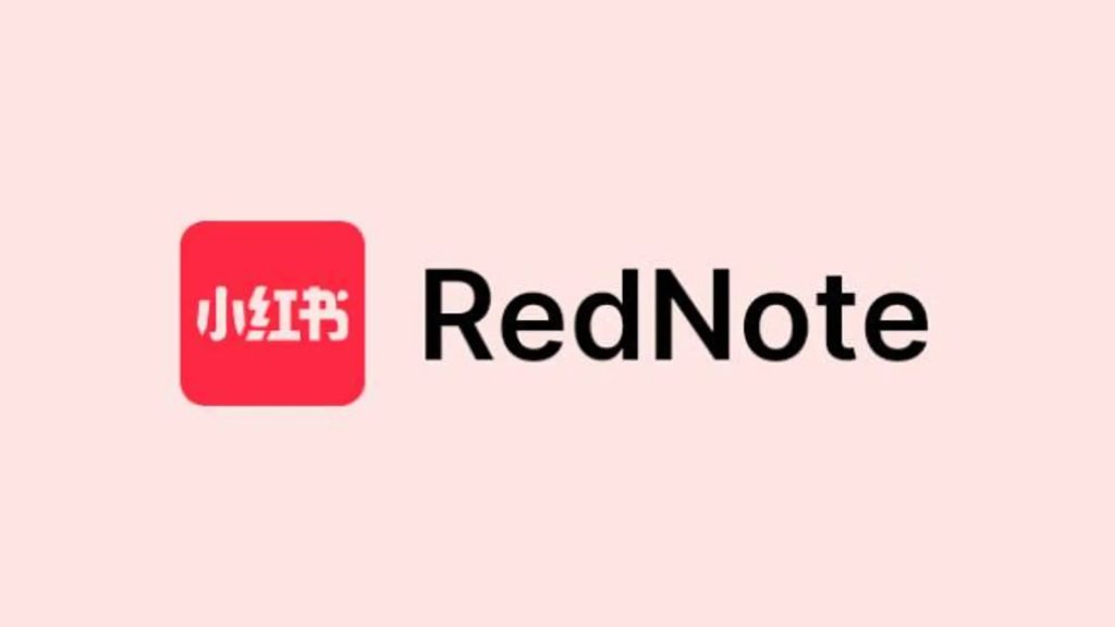 RedNote logo on a light pink background, representing it as a growing alternative to TikTok for users and businesses after the TikTok ban.
